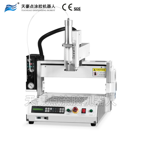 懸浮型50ml針筒式雙組份膠專用點(diǎn)涂膠機(jī)器人